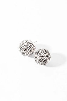 Silver Finish Crystal Stud Earrings