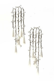 Silver Plated Faux Pearl & Cubic Zirconia Dangler Earrings