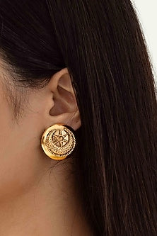 Antique Gold Plated Brass Stud Earrings
