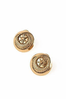 Antique Gold Plated Brass Stud Earrings