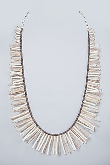 White Hand Embroidered Long Necklace