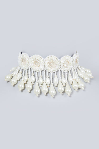 White Hand Embroidered Choker