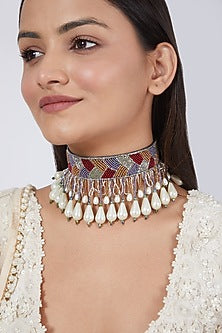 Multi Colored Embroidered Choker