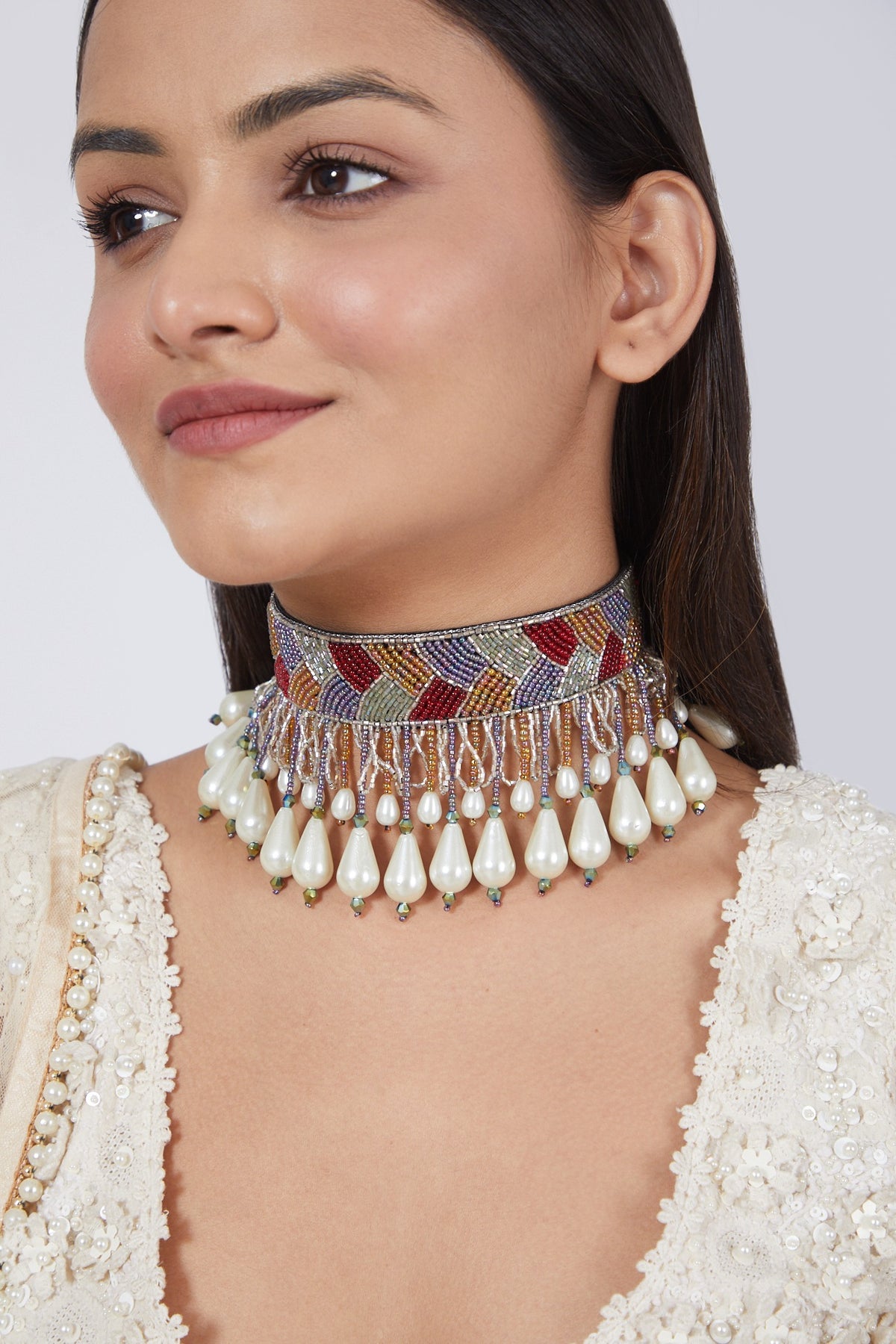 Multi Colored Embroidered Choker