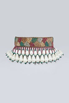Multi Colored Stone Embroidered Choker