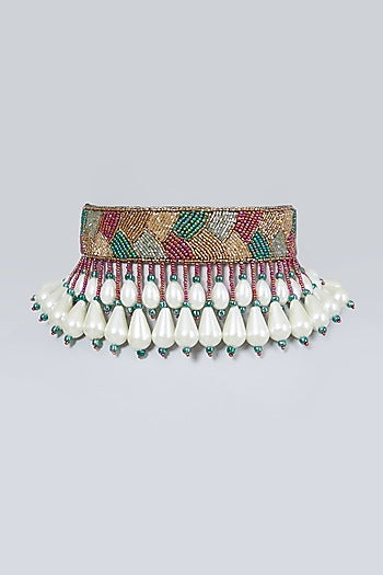 Multi Colored Stone Embroidered Choker