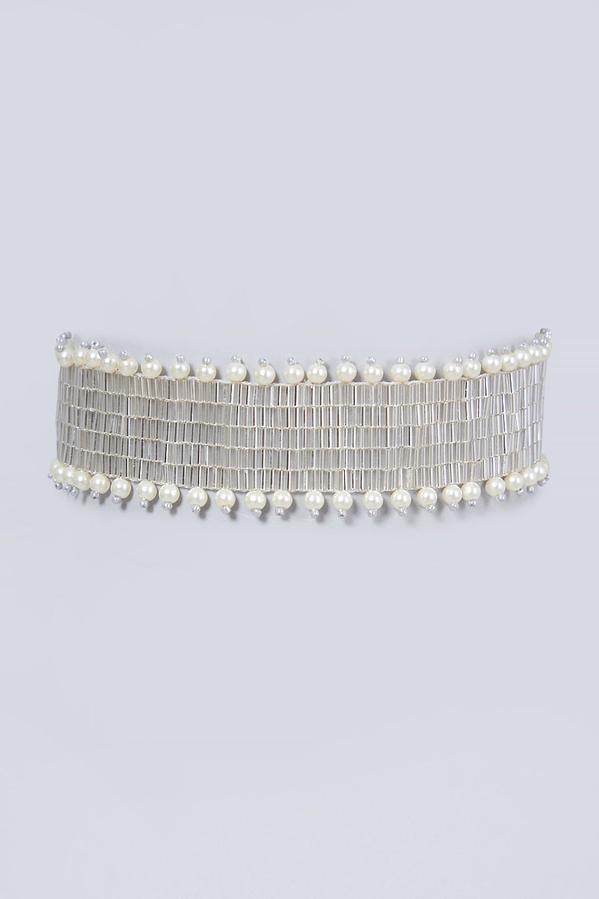 Silver Hand Embroidered Choker