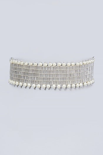 Silver Hand Embroidered Choker