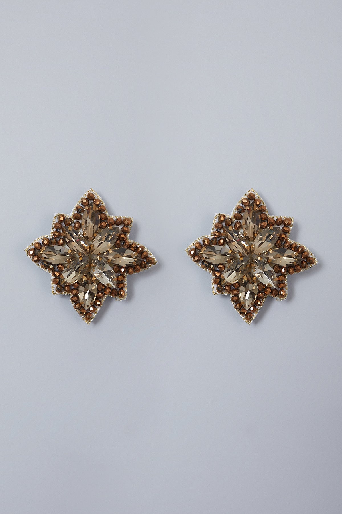 Gold Hand Embroidered Earrings