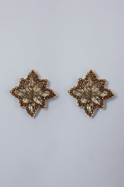 Gold Hand Embroidered Earrings