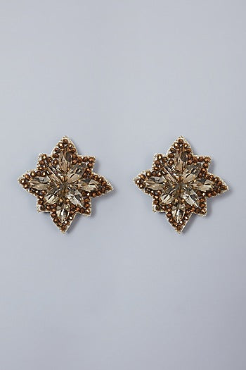 Gold Hand Embroidered Earrings