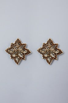 Gold Hand Embroidered Earrings