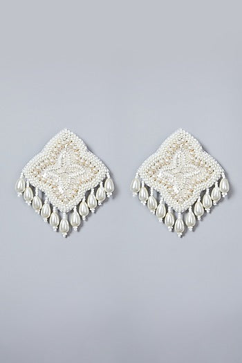 White Glass Stone Earrings