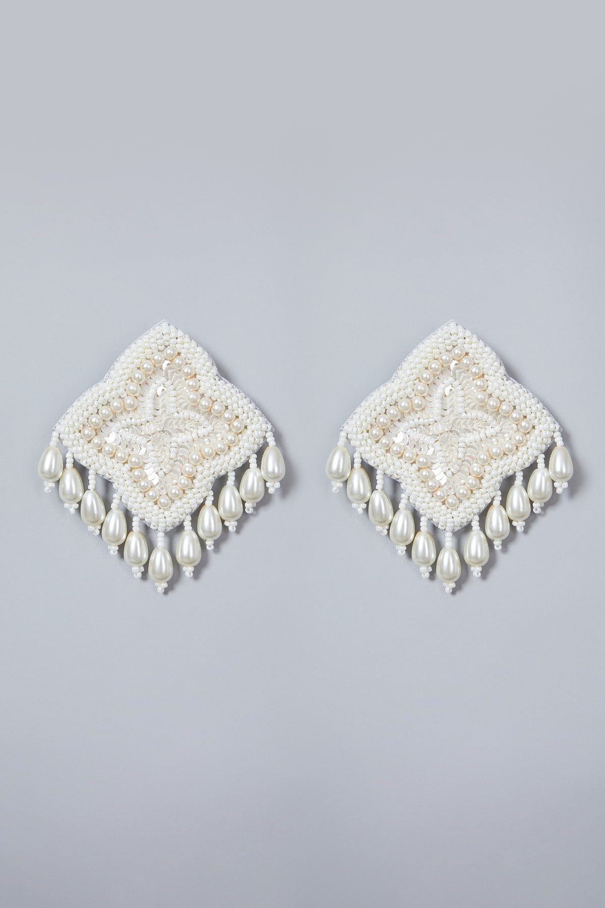 White Glass Stone Earrings