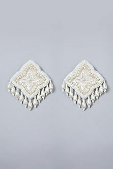 White Glass Stone Earrings