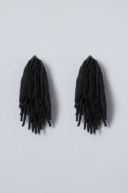 Black Hand Embroidered Earrings