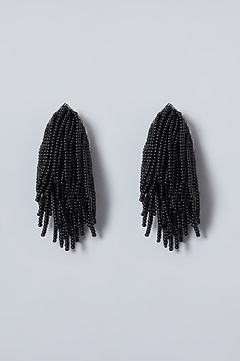 Black Hand Embroidered Earrings