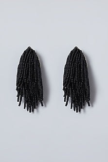 Black Hand Embroidered Earrings
