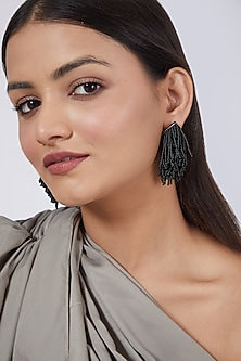 Black Hand Embroidered Earrings