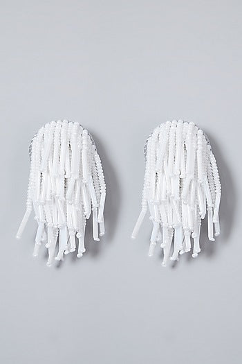White Hand Embroidered Earrings