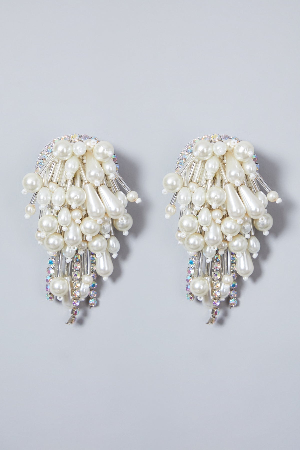 White Pearls Embroidered Earrings