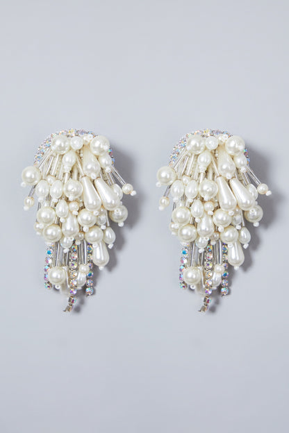 White Pearls Embroidered Earrings
