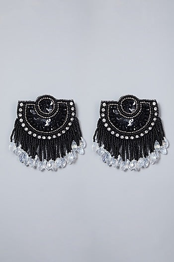Black Hand Embroidered Earrings