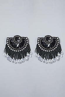 Black Hand Embroidered Earrings