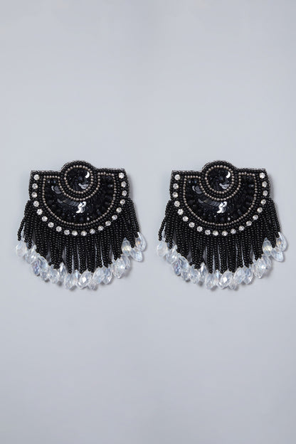Black Hand Embroidered Earrings