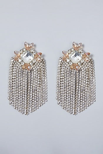 Silver Hand Embroidered Earrings