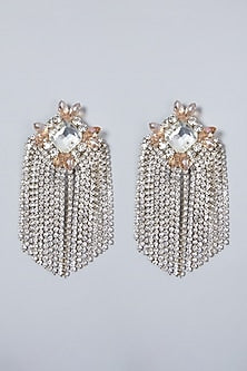 Silver Hand Embroidered Earrings
