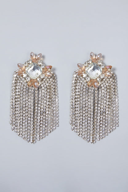 Silver Hand Embroidered Earrings