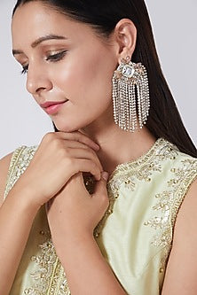 Silver Hand Embroidered Earrings