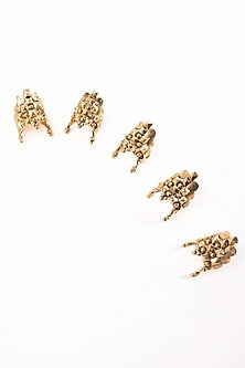 Antique Gold Plated Brass Rings (Set Of 5)