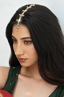 Gold Plated Faux Pearl Maangtikka