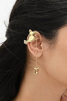 Gold Plated Faux Pearl Dangler Earrings