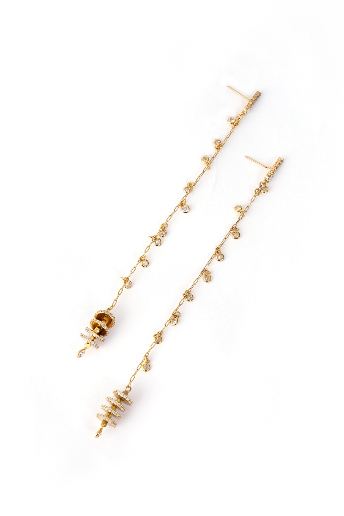 Gold Finish Cubic Zirconia Linear Earrings