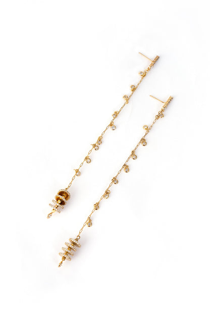 Gold Finish Cubic Zirconia Linear Earrings