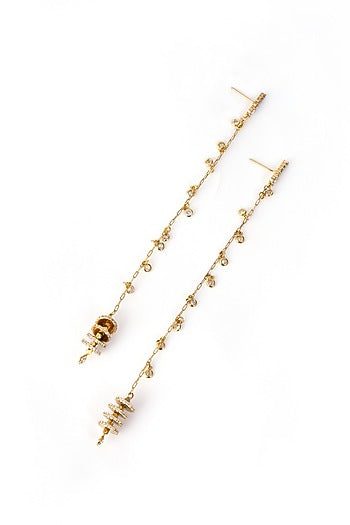 Gold Finish Cubic Zirconia Linear Earrings