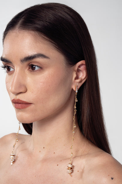 Gold Finish Cubic Zirconia Linear Earrings