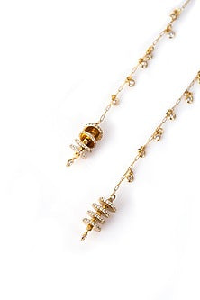 Gold Finish Cubic Zirconia Linear Earrings