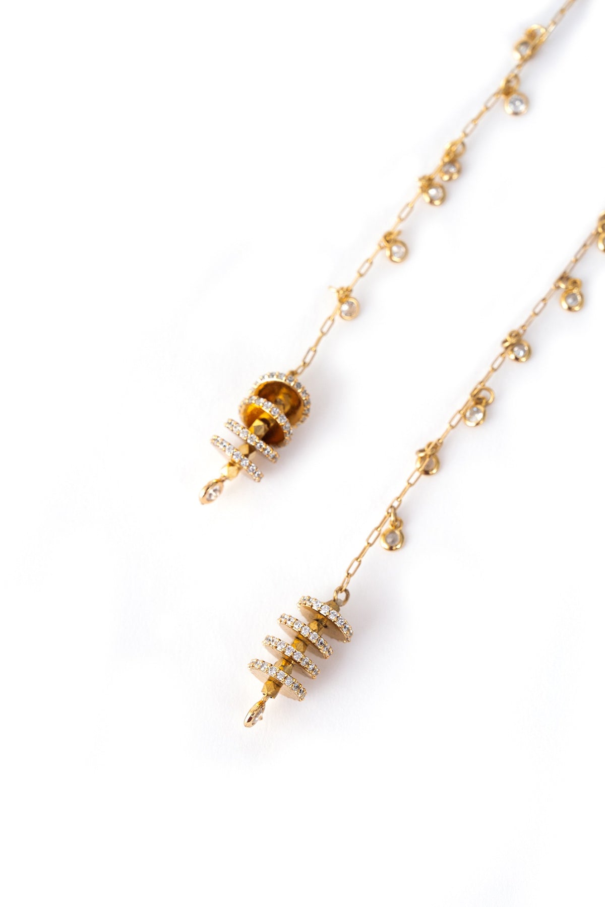 Gold Finish Cubic Zirconia Linear Earrings