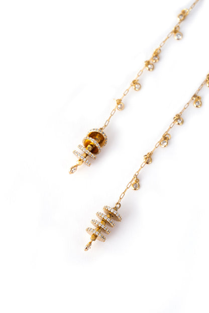 Gold Finish Cubic Zirconia Linear Earrings