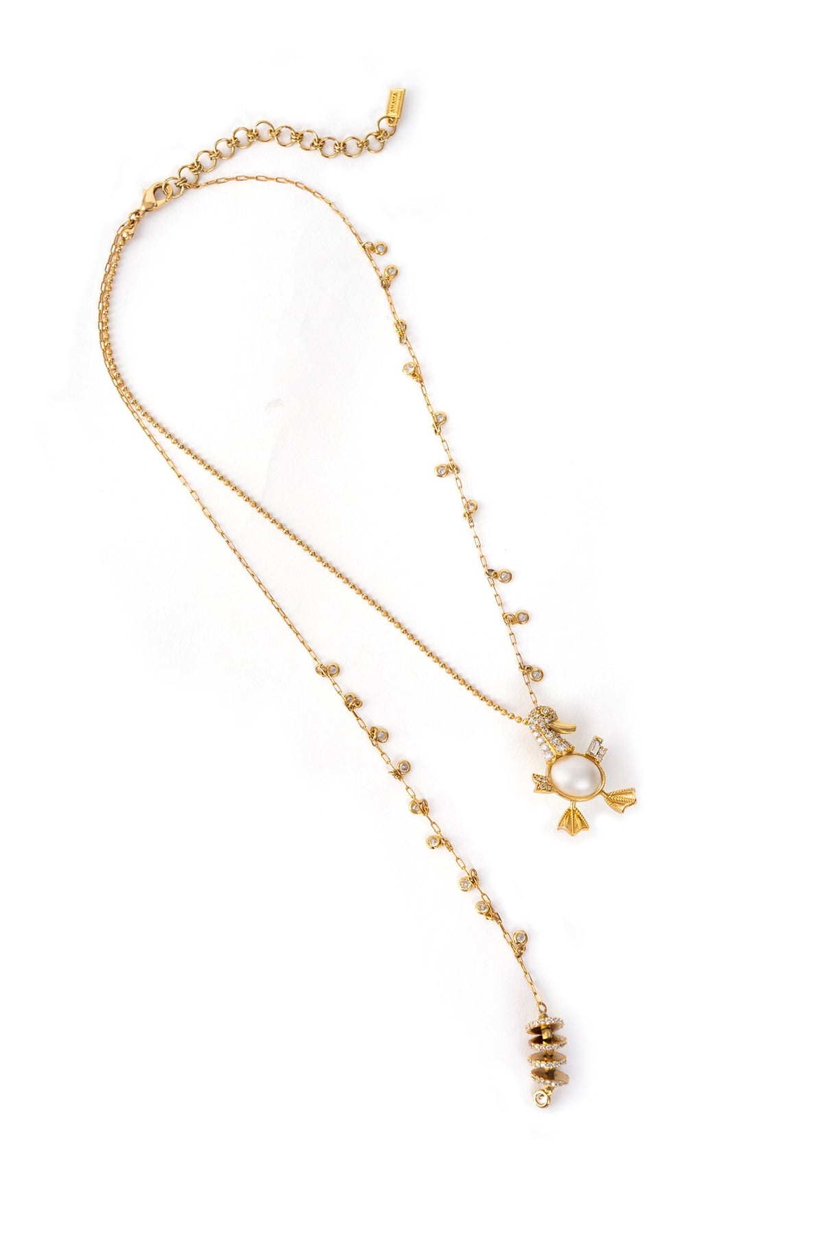 Gold Finish Cubic Zirconia Ducklet Necklace