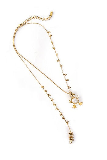 Gold Finish Cubic Zirconia Ducklet Necklace
