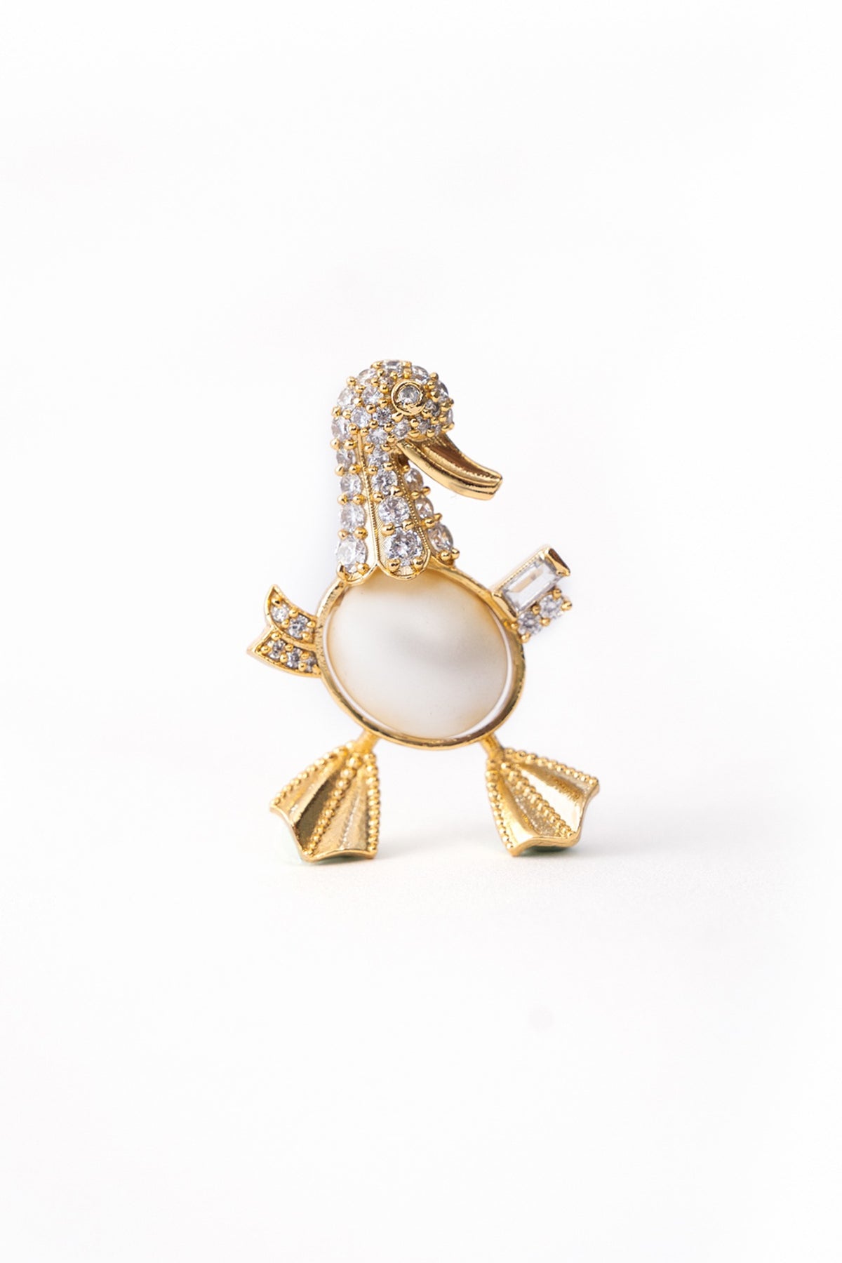 Gold Finish Cubic Zirconia Ducklet Necklace