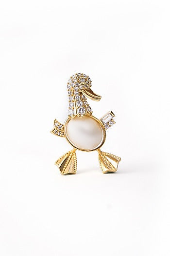 Gold Finish Cubic Zirconia Ducklet Necklace