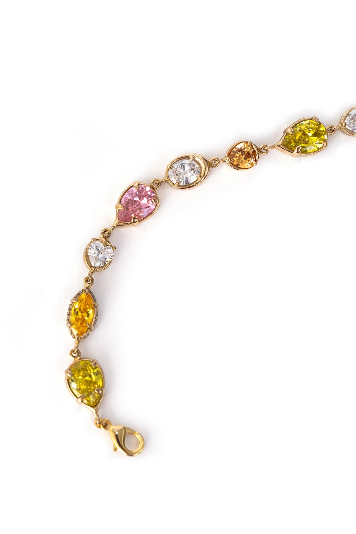 Gold Finish Multi-Colored Cubic Zirconia Linear Choker Necklace