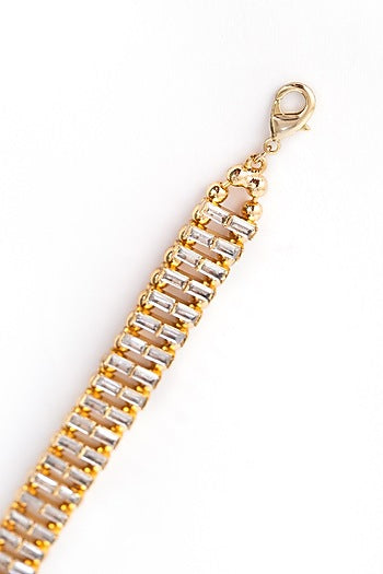 Gold Finish Cubic Zirconia Firework Trail Bracelet