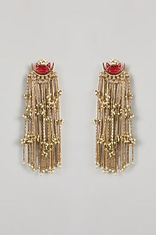 Antique Gold Plated Faux Pearl Dangler Earrings